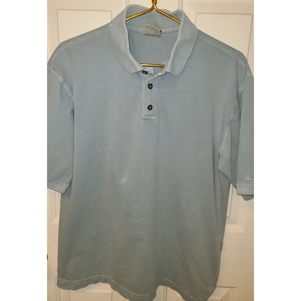 Vtg Woolrich Polo Shirt‎ Men's Outdoor Wear Preppy Med Short Sleeve Lt Blue